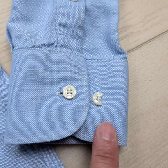 Suit Supply Shirt Mens 42 16.5 Blue Egyptian Cotton Long Sleeve Button Up - Picture 11 of 11